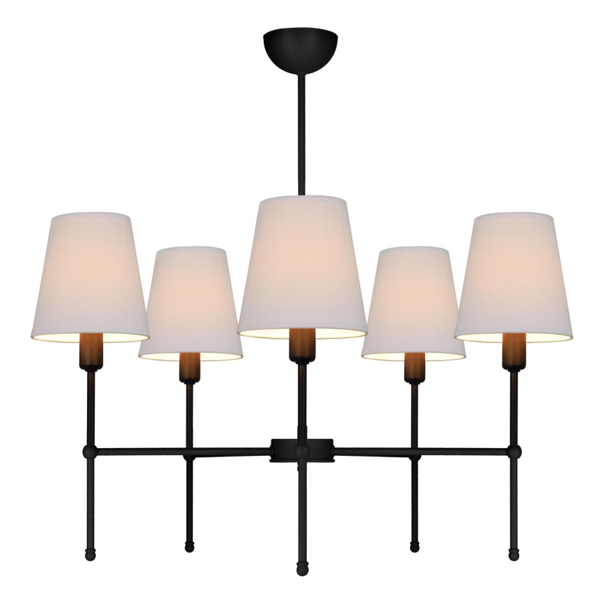 Luster na tyči MADELA 5xE14/40W/230V biela/čierna