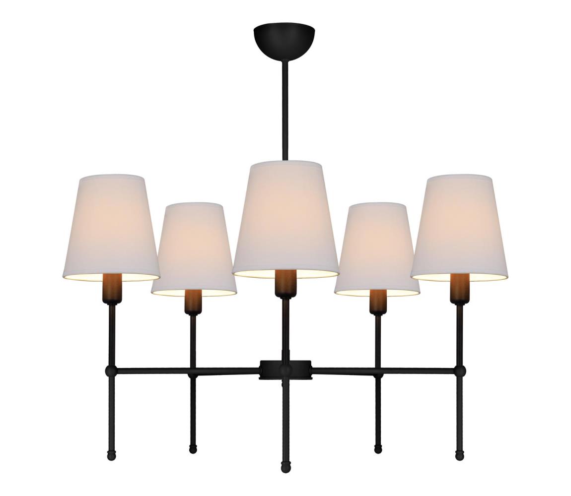 Luster na tyči MADELA 5xE14/40W/230V biela/čierna 0150