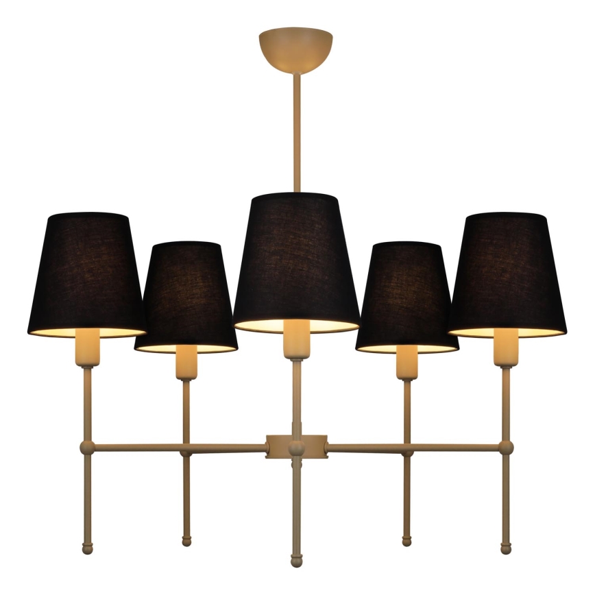 Luster na tyči MADELA 5xE14/40W/230V čierna/béžová