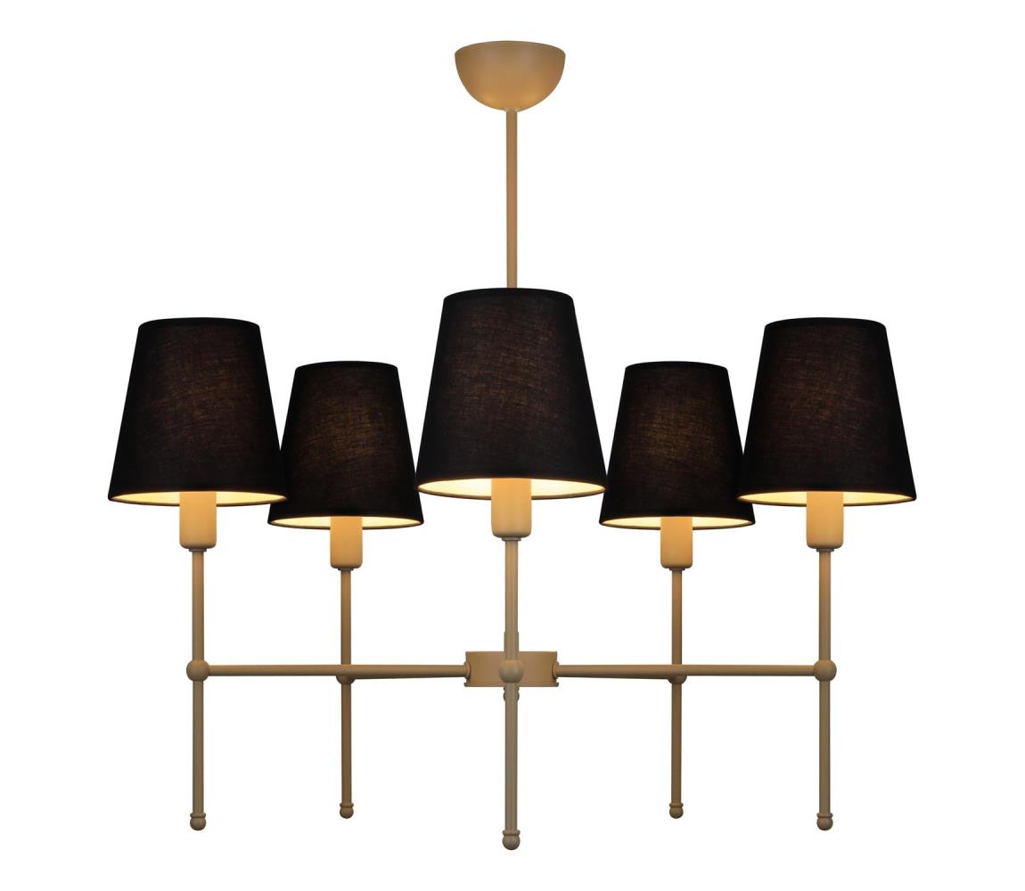Luster na tyči MADELA 5xE14/40W/230V čierna/béžová 0479