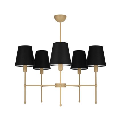 Luster na tyči MADELA 5xE14/40W/230V čierna/béžová