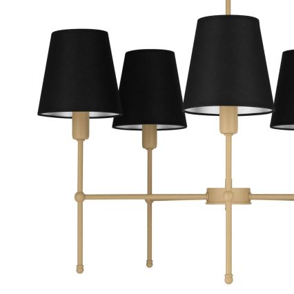Luster na tyči MADELA 5xE14/40W/230V čierna/béžová