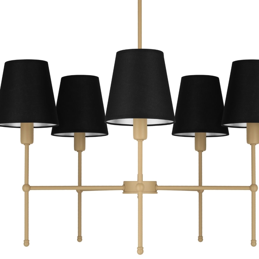 Luster na tyči MADELA 5xE14/40W/230V čierna/béžová