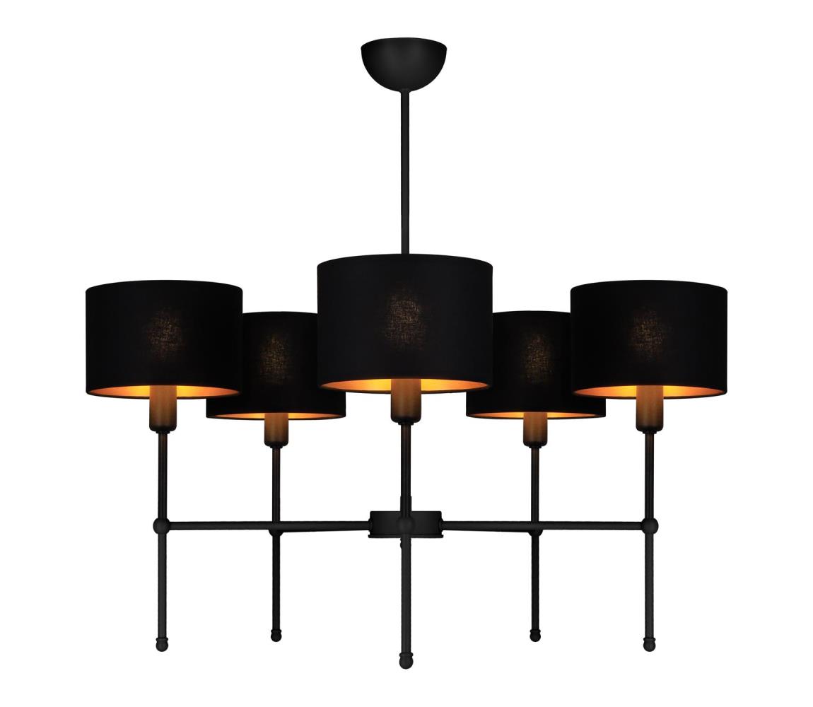 Luster na tyči MADELA 5xE14/40W/230V čierna 0097