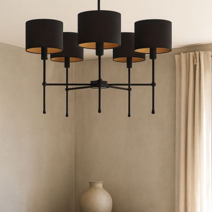 Luster na tyči MADELA 5xE14/40W/230V čierna