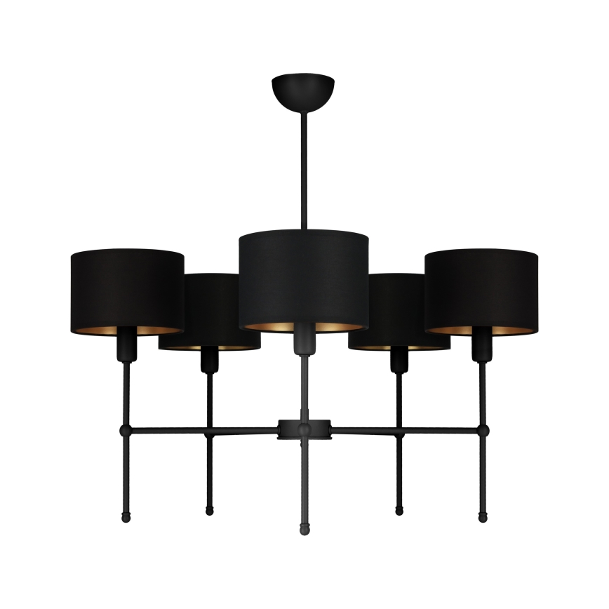 Luster na tyči MADELA 5xE14/40W/230V čierna