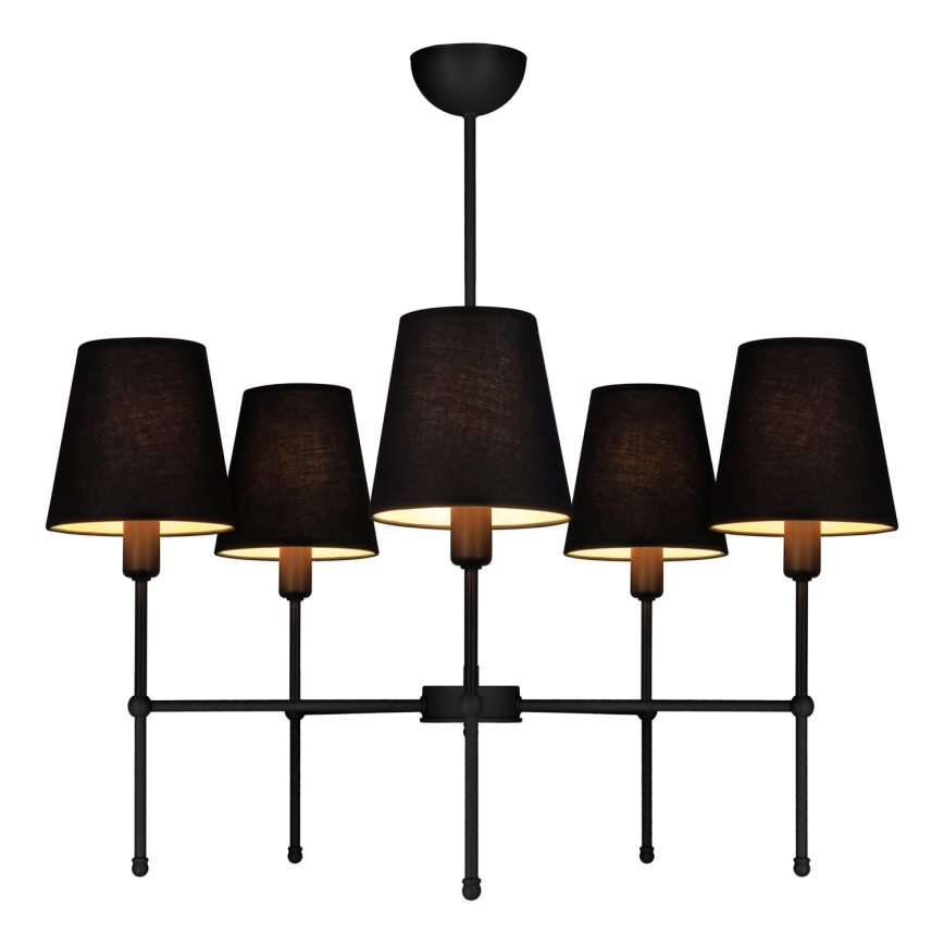 Luster na tyči MADELA 5xE14/40W/230V čierna