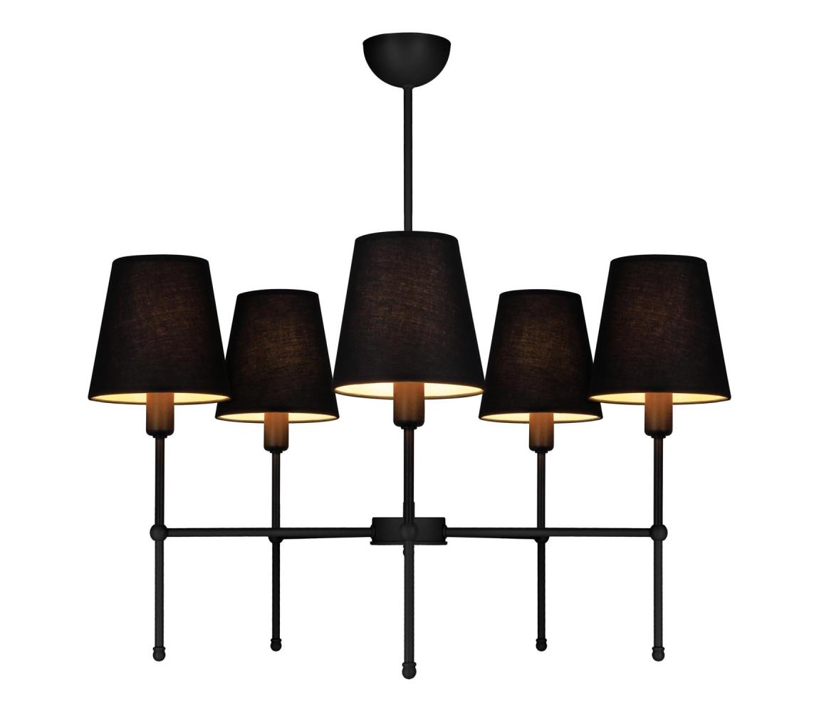 Luster na tyči MADELA 5xE14/40W/230V čierna 0157