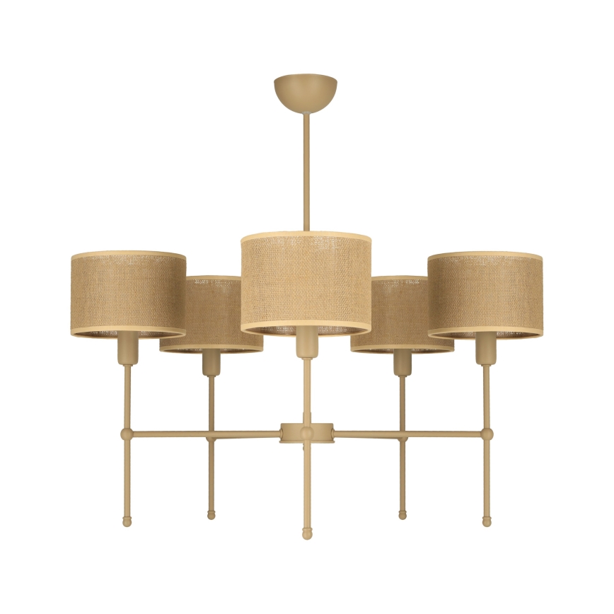 Luster na tyči MADELA 5xE14/40W/230V juta/béžová