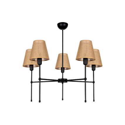 Luster na tyči MADELA 5xE14/40W/230V juta/čierna