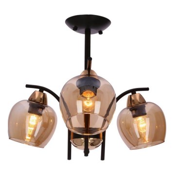 Luster na tyči MERRA 3xE27/40W/230V čierna/béžová