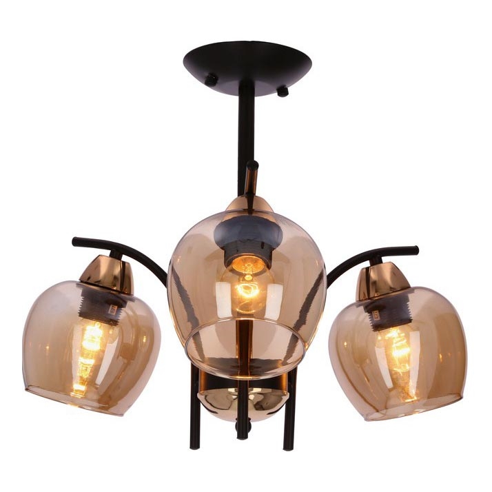 Luster na tyči MERRA 3xE27/40W/230V čierna/béžová