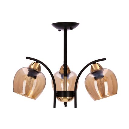 Luster na tyči MERRA 3xE27/40W/230V čierna/béžová