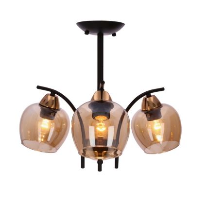 Luster na tyči MERRA 3xE27/40W/230V čierna/béžová