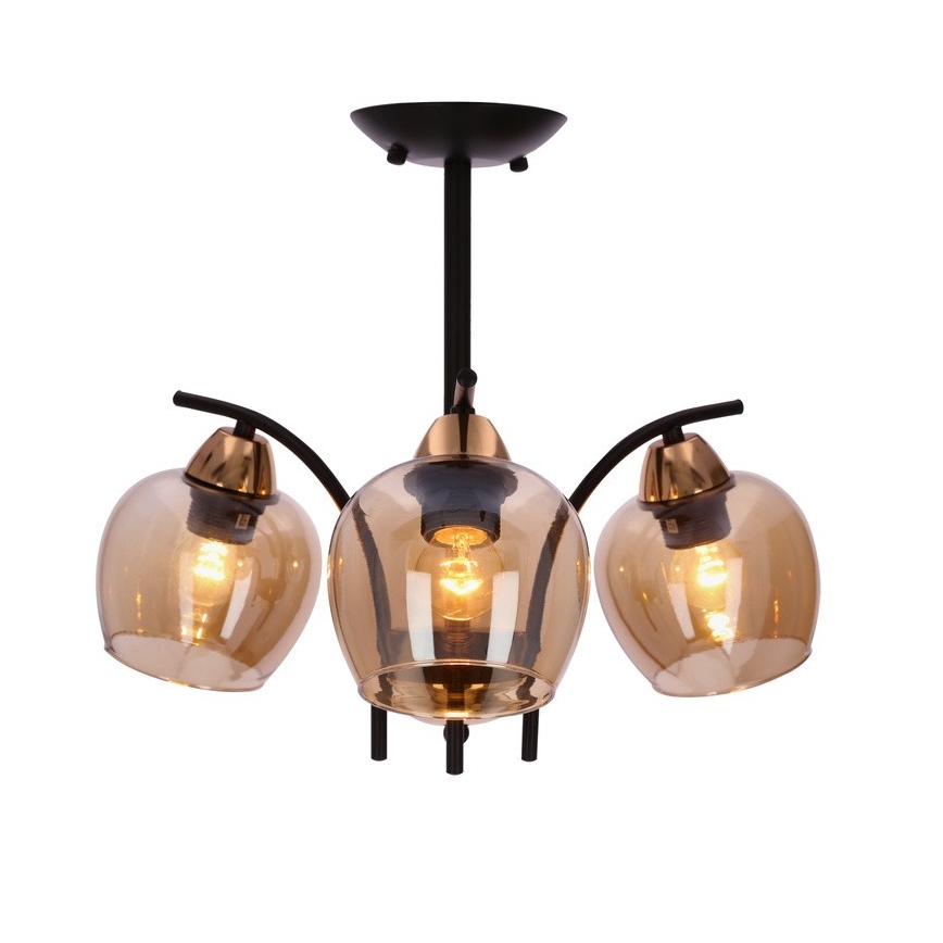 Luster na tyči MERRA 3xE27/40W/230V čierna/béžová