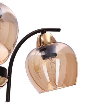 Luster na tyči MERRA 3xE27/40W/230V čierna/béžová