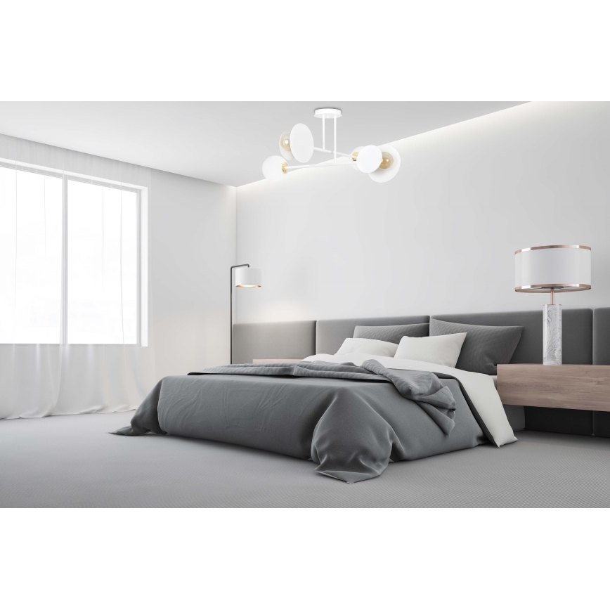Luster na tyči MINERVA 2xE27/15W + 2xE14/10W/230V biela