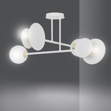 Luster na tyči MINERVA 2xE27/15W + 2xE14/10W/230V biela