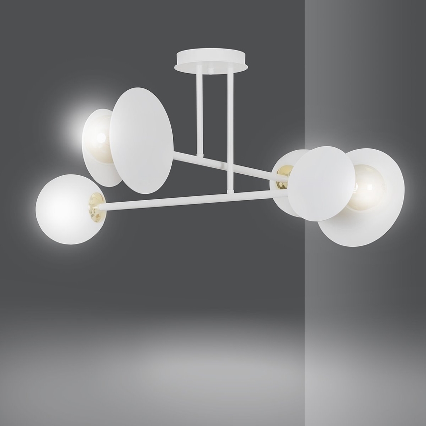 Luster na tyči MINERVA 2xE27/15W + 2xE14/10W/230V biela