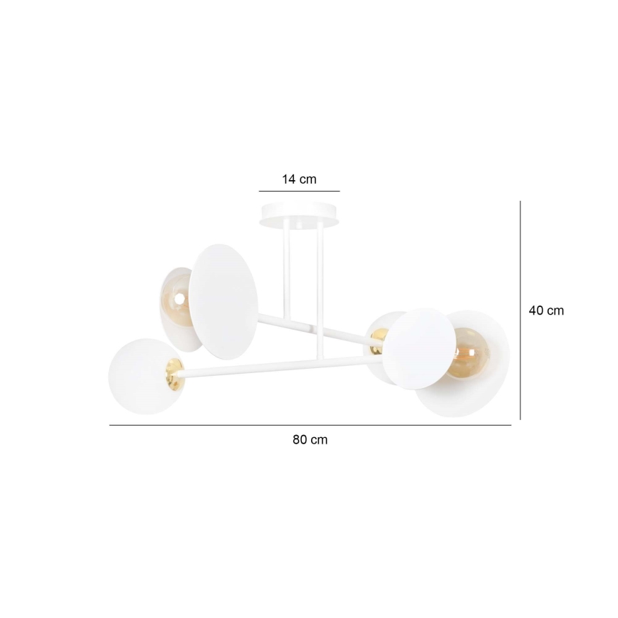 Luster na tyči MINERVA 2xE27/15W + 2xE14/10W/230V biela