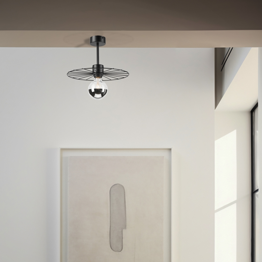 Luster na tyči MONTANA 1xE27/15W/230V pr. 30 cm čierna