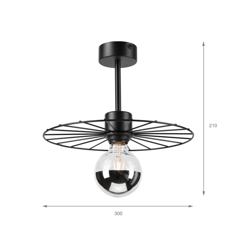 Luster na tyči MONTANA 1xE27/15W/230V pr. 30 cm čierna