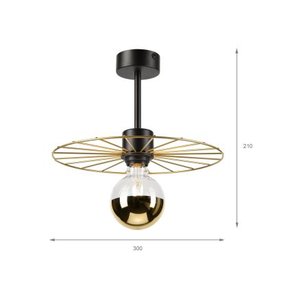 Luster na tyči MONTANA 1xE27/15W/230V pr. 30 cm zlatá/čierna