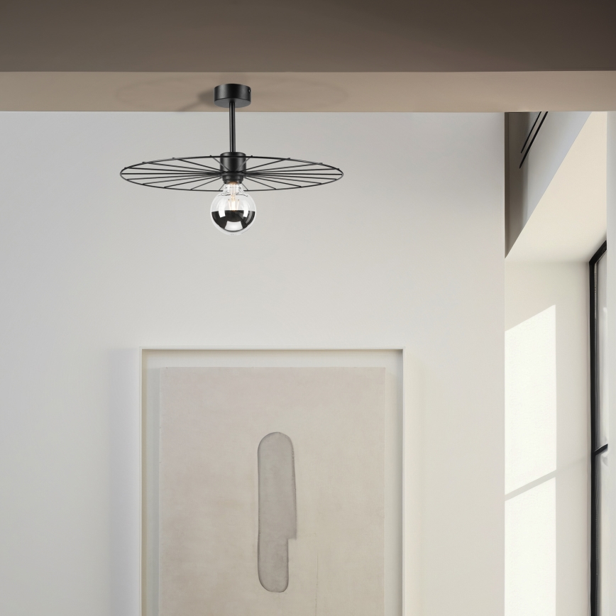 Luster na tyči MONTANA 1xE27/15W/230V pr. 45 cm čierna