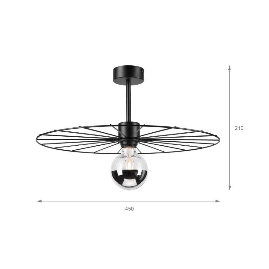 Luster na tyči MONTANA 1xE27/15W/230V pr. 45 cm čierna
