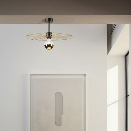 Luster na tyči MONTANA 1xE27/15W/230V pr. 45 cm zlatá/čierna