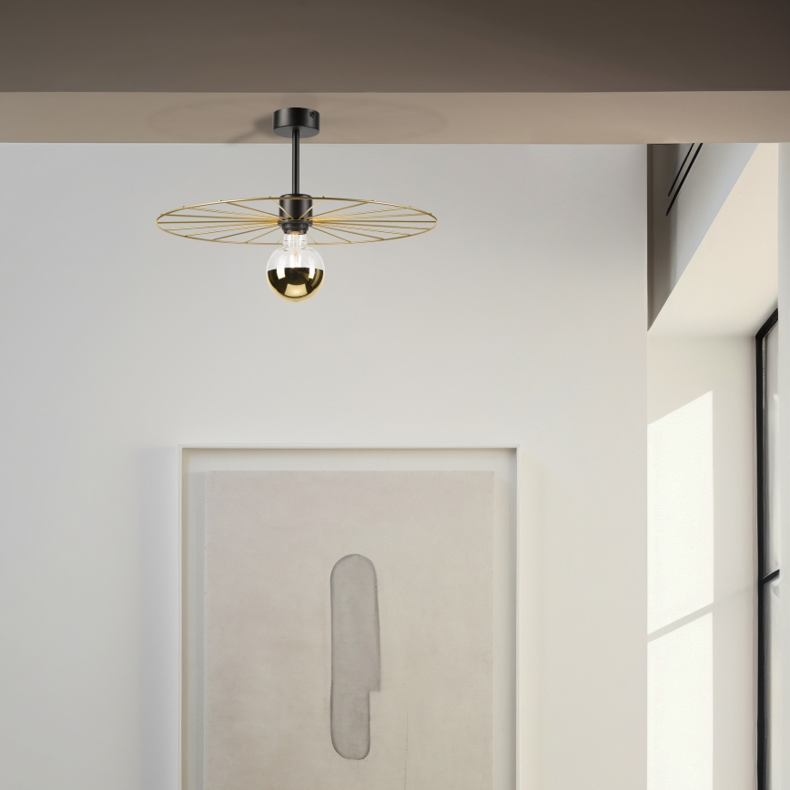 Luster na tyči MONTANA 1xE27/15W/230V pr. 45 cm zlatá/čierna