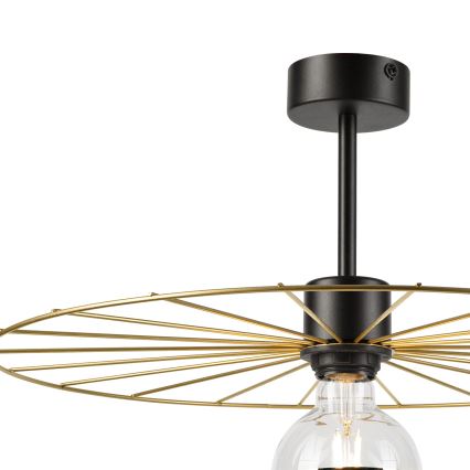 Luster na tyči MONTANA 1xE27/15W/230V pr. 45 cm zlatá/čierna