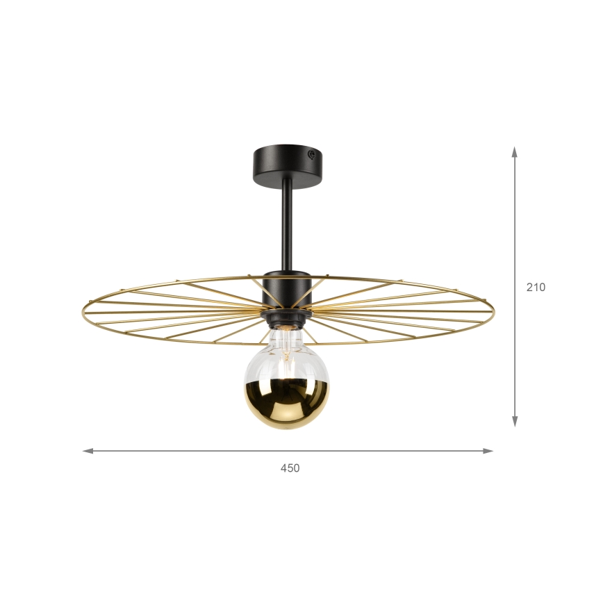 Luster na tyči MONTANA 1xE27/15W/230V pr. 45 cm zlatá/čierna