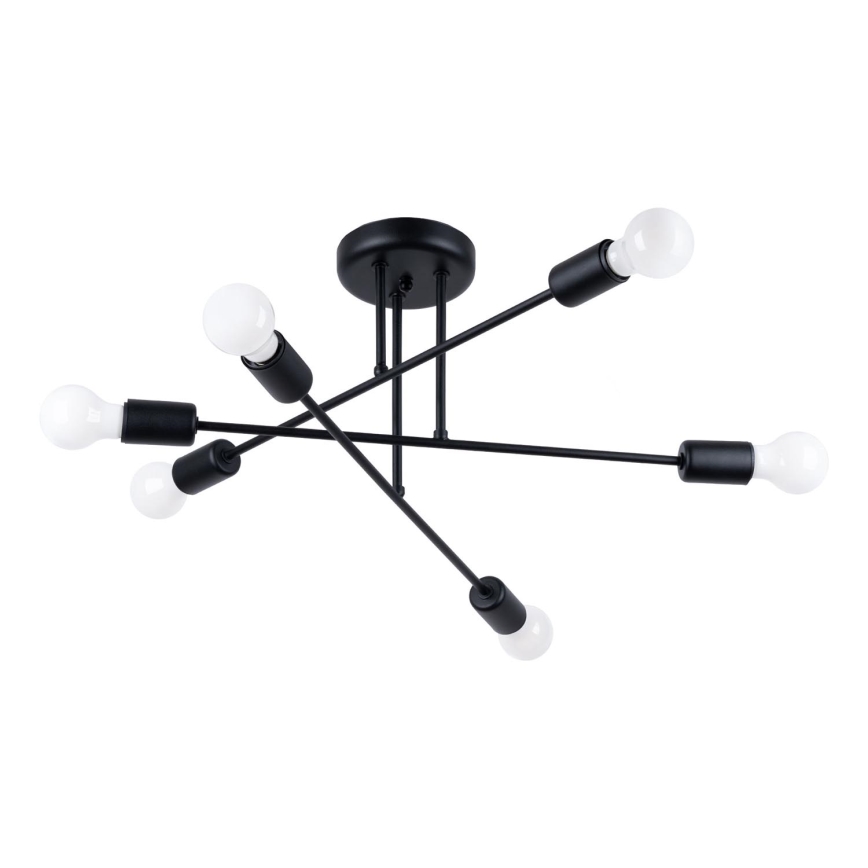 Luster na tyči NORAH 6xE27/15W/230V čierna