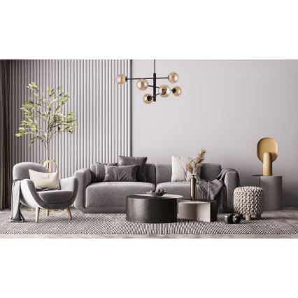 Luster na tyči ORO 6xG9/12W/230V čierna/zlatá