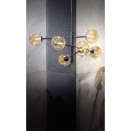 Luster na tyči ORO 6xG9/12W/230V čierna/zlatá