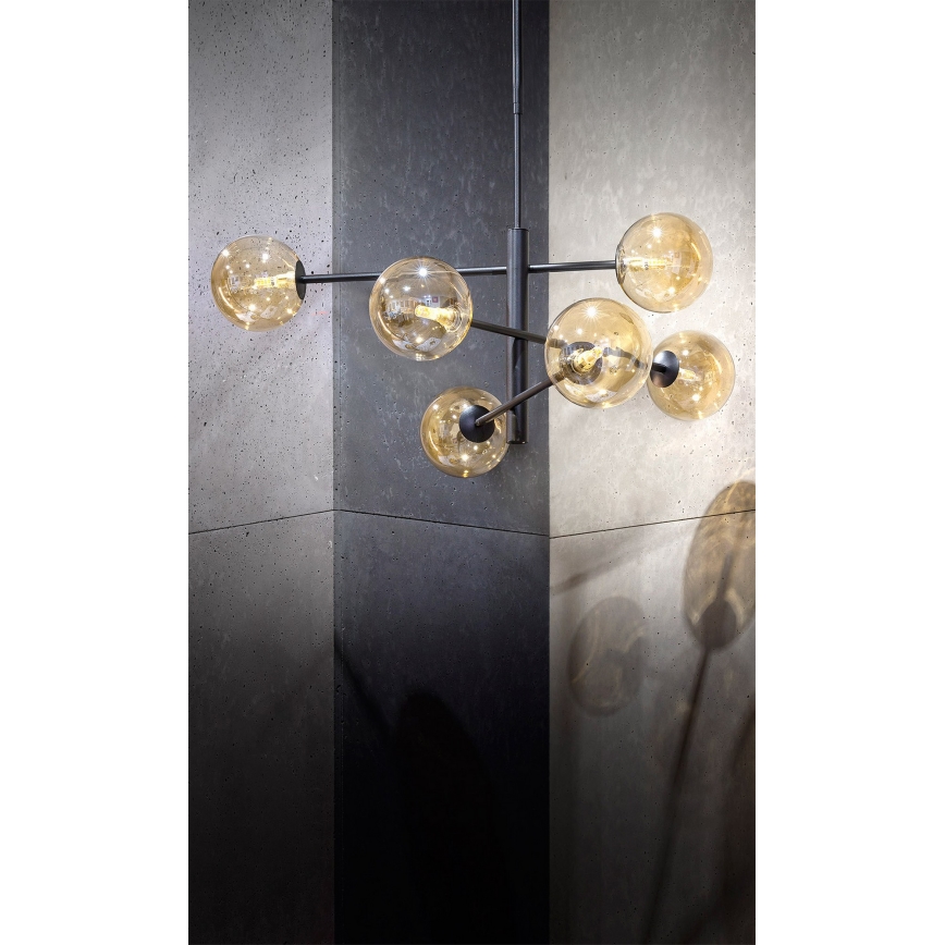 Luster na tyči ORO 6xG9/12W/230V čierna/zlatá