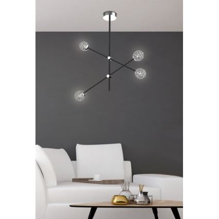 Luster na tyči PAKSOS 6xG9/5W/230V čierna