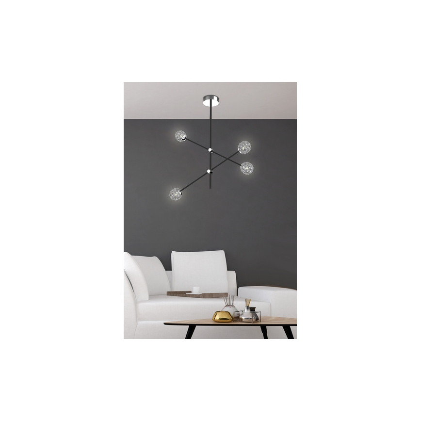 Luster na tyči PAKSOS 6xG9/5W/230V čierna