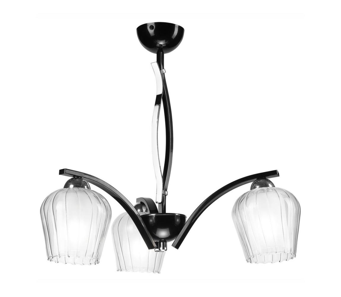 Luster na tyči PAULA 3xE27/60W/230V čierna