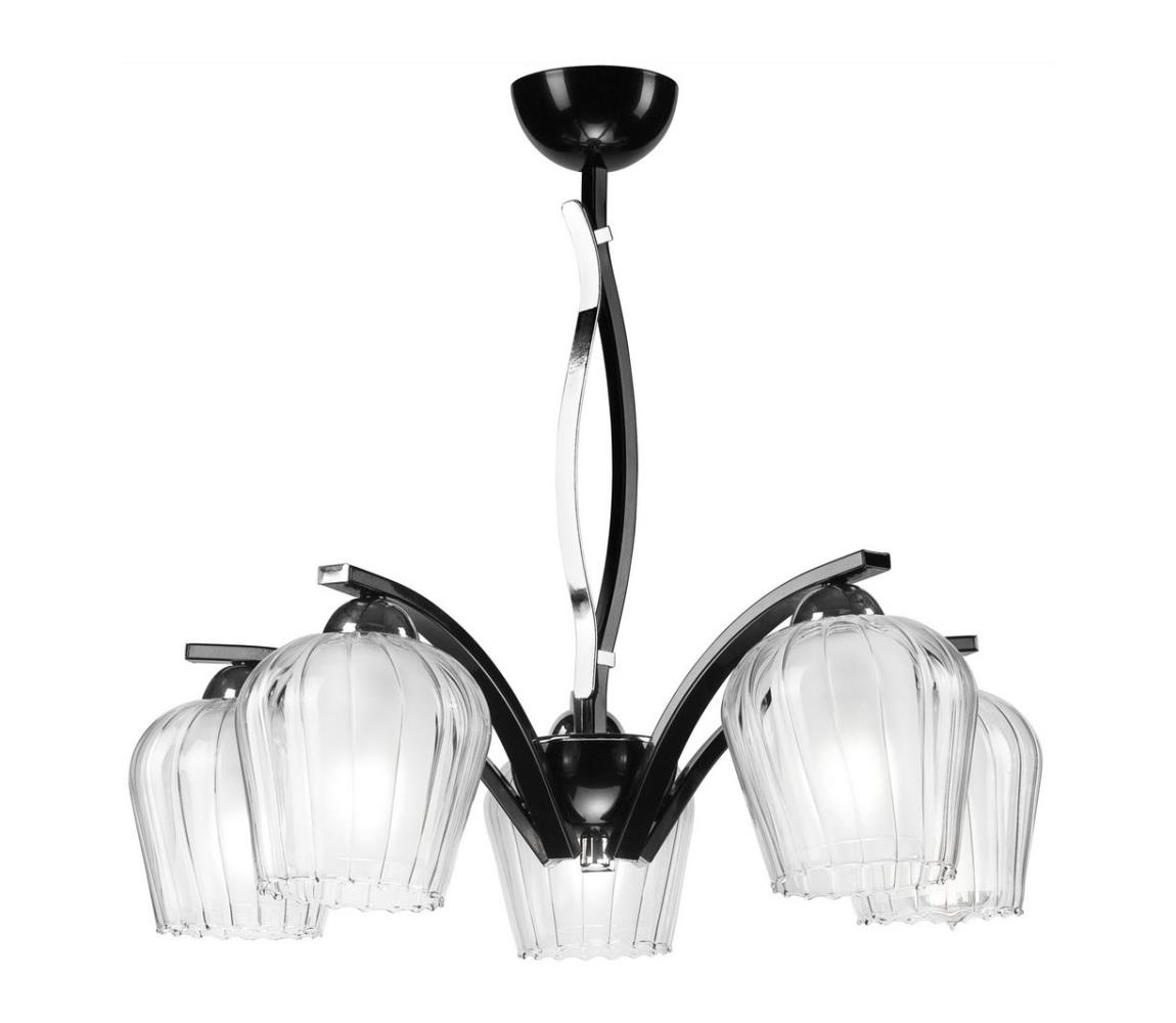 Luster na tyči PAULA 5xE27/60W/230V čierna