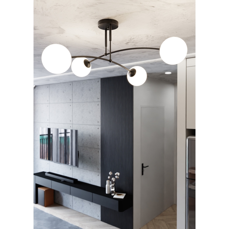 Luster na tyči PREGOS 4xE14/10W/230V čierna