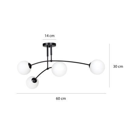 Luster na tyči PREGOS 4xE14/10W/230V čierna