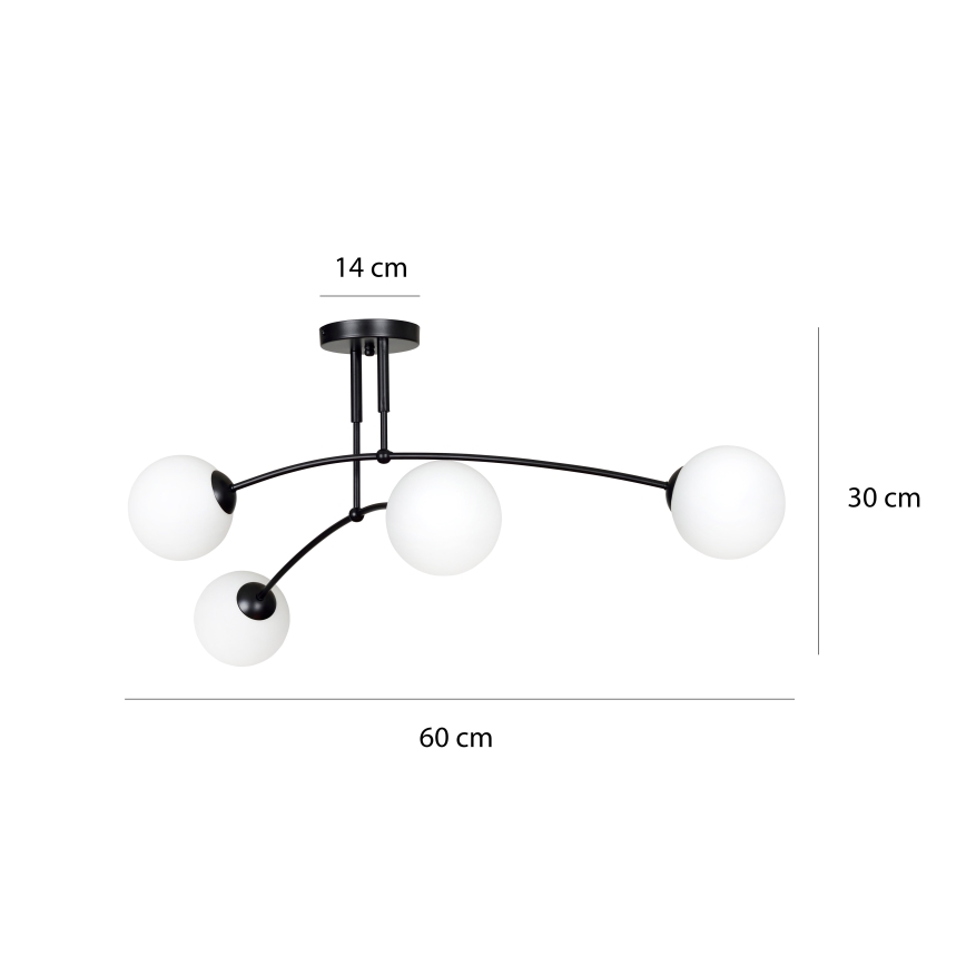Luster na tyči PREGOS 4xE14/10W/230V čierna