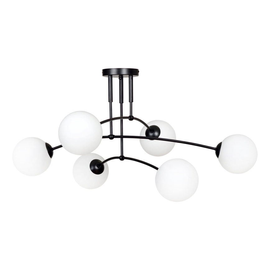 Luster na tyči PREGOS 6xE14/10W/230V čierna/biela