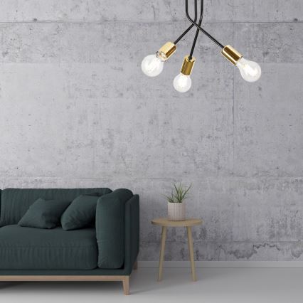 Luster na tyči PRIYA 3xE27/15W/230V čierna