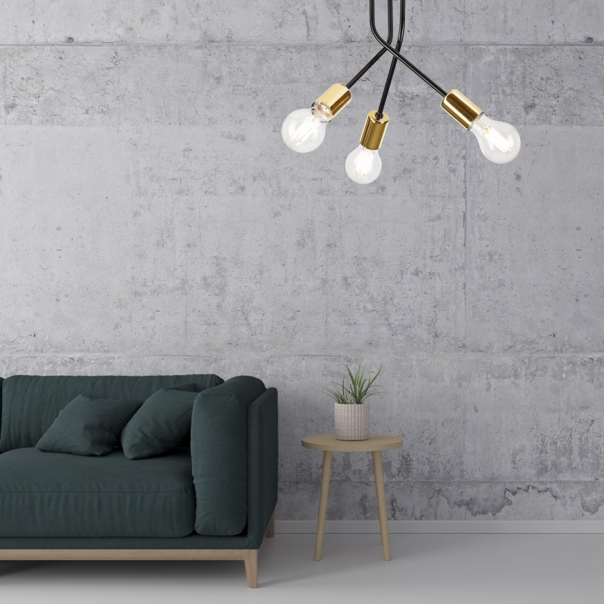 Luster na tyči PRIYA 3xE27/15W/230V čierna