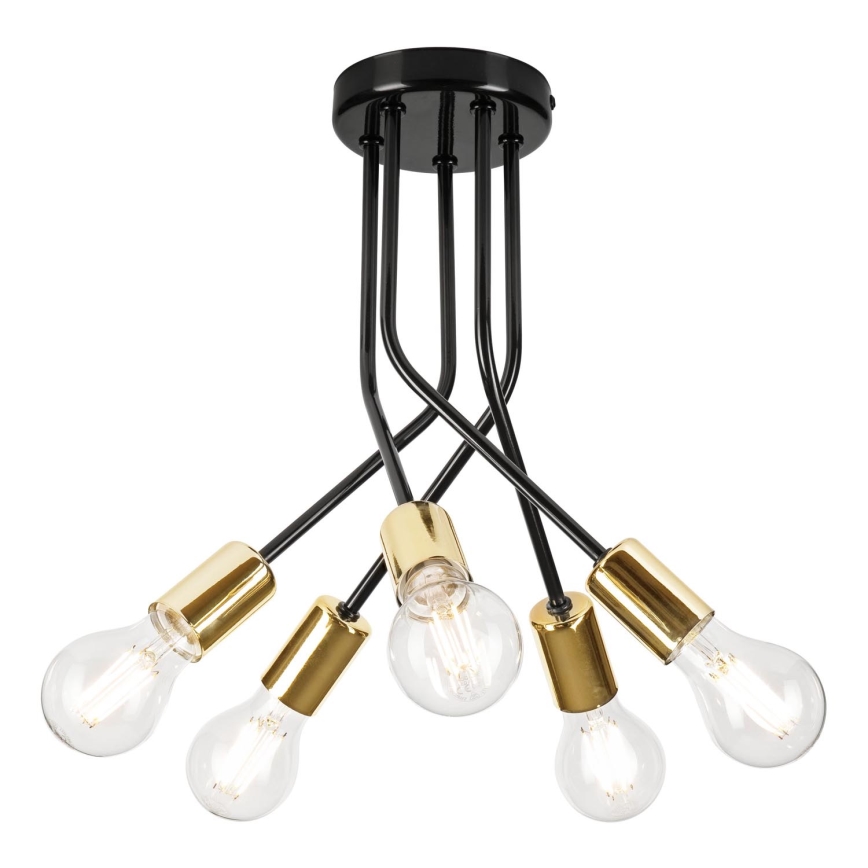 Luster na tyči PRIYA 5xE27/15W/230V čierna