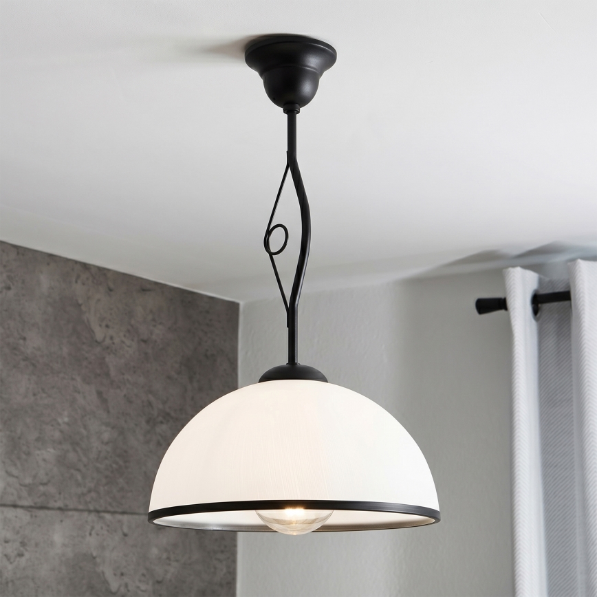 Luster na tyči RETRO 1xE27/60W/230V čierna/biela