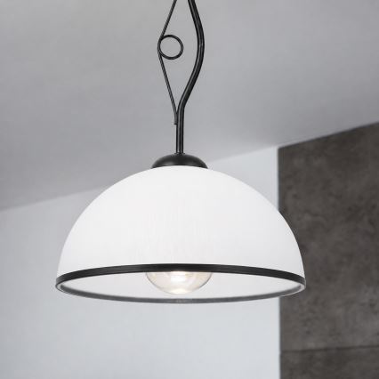 Luster na tyči RETRO 1xE27/60W/230V čierna/biela